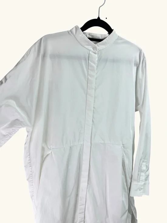 COS White Shirt Dress Cotton Architectural Layered Oversized Size 4 - Picture 3 of 16